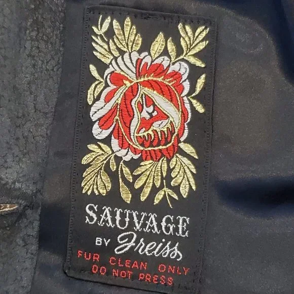 VTG 60s Small Faux Fur Leather Animal Print Leopard Statement Trench Jacket Coat - Picture 9 of 14